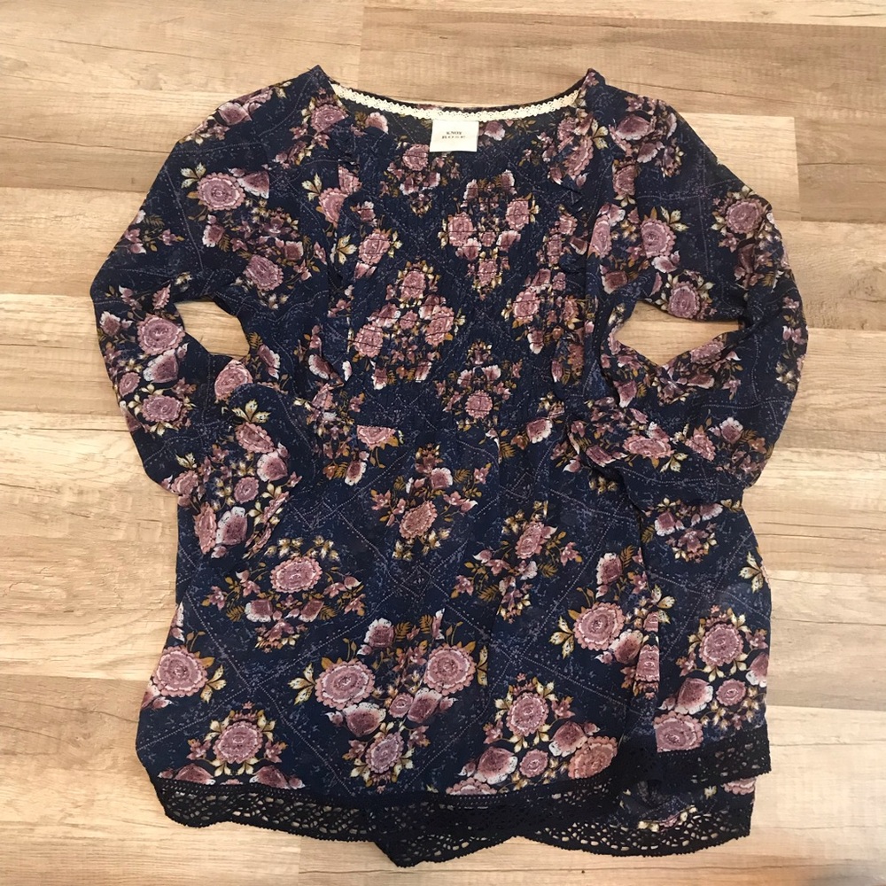 🤎Knox Rose dark blue blouse XS floral
